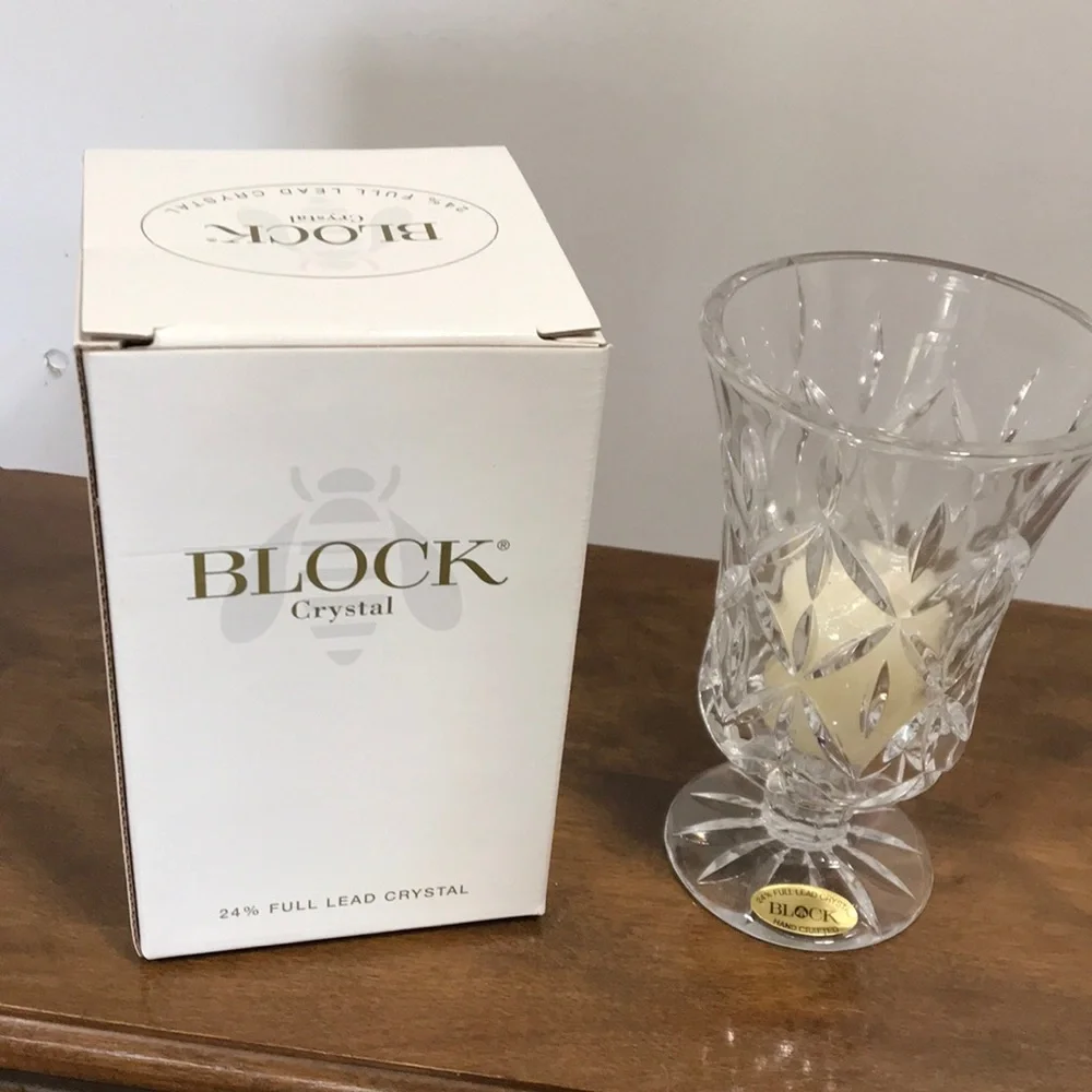 24% full lead crystal candle holder